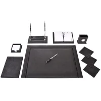 Gülpaş Sümen Takımı Lüks Deri  11 Parça Optik Desen Siyah 913