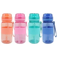 Noki Kids Su Matarasi Triban Pipetli Kapak Silikon Kemerli Askılı 400 Ml T-0113