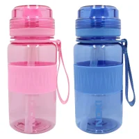 Noki Kids Su Matarasi Triban Pipetli Kapak Silikon Kemerli Askılı 400 Ml T-0113