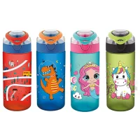 Noki Kids Su Matarasi Tritan Auto Kapak Soft Touch Tutma Aparatli Desenli 500 Ml Stand T-0108