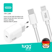 Tugg Germany Akıllı Şarj Başlık Seti 20w Isı Ve Akım Korumalı Hızlı Sarj Type-c + Lightning İphone Kablolu 104303
