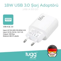 Tugg Germany Akıllı Şarj Başlık 18w Isı Ve Akım Korumalı Hızlı Sarj Usb Girişli 104402