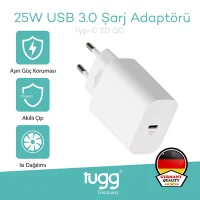 Tugg Germany Akıllı Şarj Başlık 25w Isı Ve Akım Korumalı Hızlı Turbo Sarj Type-c Girişli 104404