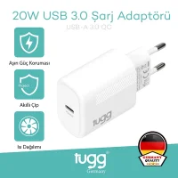 Tugg Germany Akıllı Şarj Başlık 20w Isı Ve Akım Korumalı Hızlı Sarj Type-c Girişli 104405
