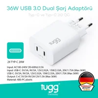 Tugg Germany Akıllı Şarj Başlık 36w Isı Ve Akım Korumalı Hızlı Turbo Sarj Type-c+type-c Çift Girişli 104407