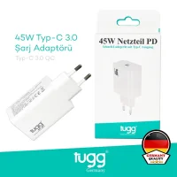 Tugg Germany Akıllı Şarj Başlık 45w Isı Ve Akım Korumalı Hızlı Turbo Sarj Type-c+type-c Çift Girişli 104409