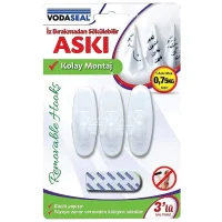 Vodaseal Hs-09 İz Bırakmadan Sökülebilir 3 Lü Oval Askı Beyaz _78 3607