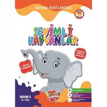 Boyama Zamanı Hayvan Dostlarımız Sevimli Hayvanlar Seviye-5 (6-7 Yaş)