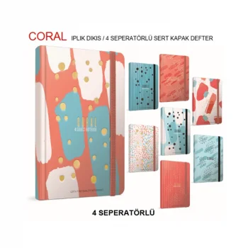 Gıpta Coral İp Dikişli Sert Kapak Defter 17*24-140yp. Kareli 4628
