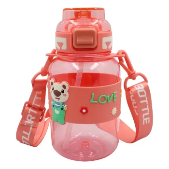 Noki Kids Su Matarasi Petg Pipetli Kapak Ayıcık Silikon Kemerli Askılı 800 Ml T-0118