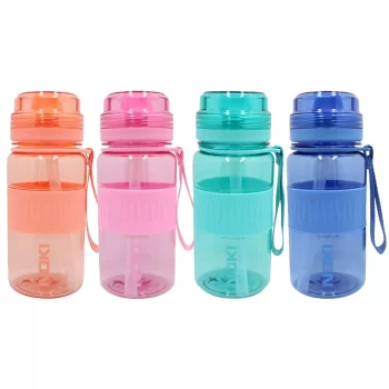 Noki Kids Su Matarasi Triban Pipetli Kapak Silikon Kemerli Askılı 400 Ml T-0113
