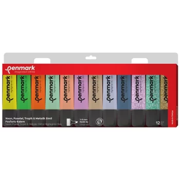 Penmark Fosforlu Kalem 12 Lı Asetat Karışık Renk 3 Neon+3 Pastel +3 T + 3 S  505-12npst