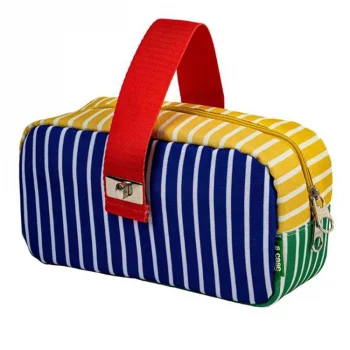 Serve S-case Kilitli Çizgili Kalem-makyaj Çantası Mavi-yeşil-sarı A Sv-sc06a