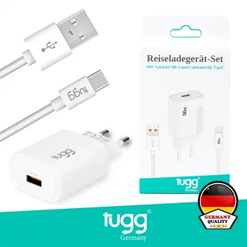 Tugg Germany Akıllı Şarj Başlık Seti 18w Isı Ve Akım Korumalı Hızlı Sarj Usb + Type-c Kablolu 104302