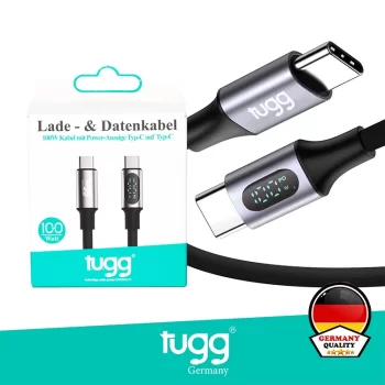 Tugg Germany Şarj Kablosu Ve Veri Aktarımı Ultra Hızlı 100w Gösterge Panelli 1 Mt Type-c + Type-c 104631