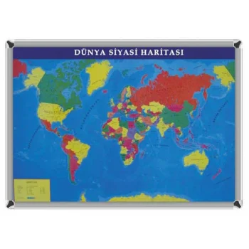 Akyazı Dünya Siyasi Haritası 70*100 Cm Metal Çerçeve 0253