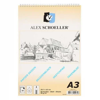Alex Schoeller Eskiz Blok A3 Dik Spiralli 60 Yaprak 90 Gram Alx-822 090.03
