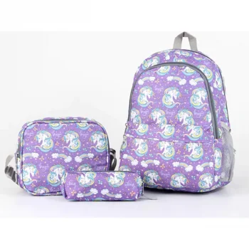 Cambridge Polo Club Unicorn Mor Sırt Çantası + Beslenmeli+ Kalem Çantalı Plcan2079.341