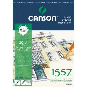 Canson 1557 Resim Ve Çizim Blok 180 Gr A3 - 20 Yp. Üstten Spiralli Fcns18020a3us