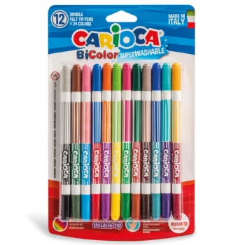 Carioca Bicolor Süper Yıkanabilir Çift Uçlu Keçeli Boya Kalemi 12li 24 Renk  42265