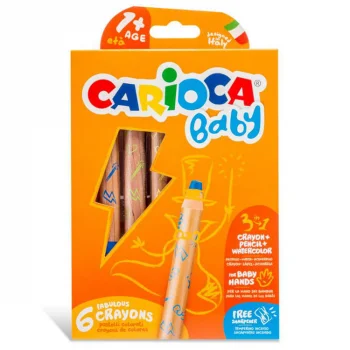 Carioca Jumbo Bebek Ahşap Gövdeli Kuru Boya Kalemi 3 İn 1 6lı 42817