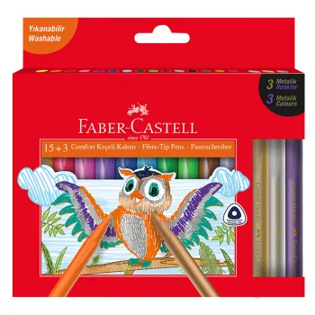 Faber Castell Keçeli Kalem Comfort 15+3 5068155241000 15 Klasik+3 Metalik Renk