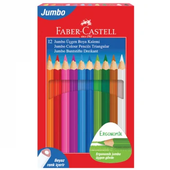 Faber Castell Kuru Boya Kalemi Jumbo 12li Tam Boy Beyaz 5173116616000