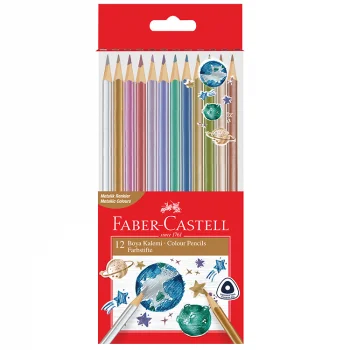 Faber Castell Kuru Boya Kalemi Üçgen Metalik 12lı  5171000006000 Fckm
