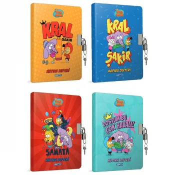 Gıpta 14*20 Kral Şakir Dikişli Sert Kapak Kilitli Hatıra Defteri 96 Yaprak 6019