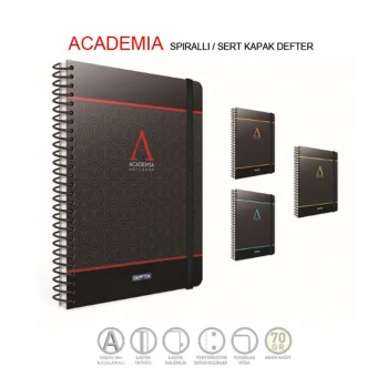 Gıpta Academia A4 Spiralli Sert Kapak Defter 120 Yaprak Çizgili 3773