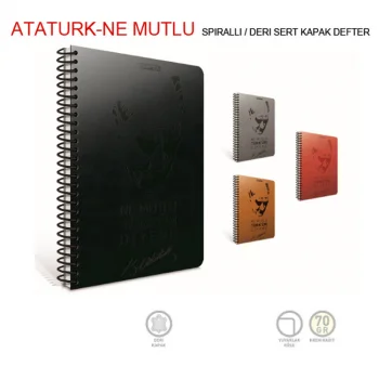 Gıpta Atatürk 17x24 Spiralli Sert Kapak Defter 120 Yaprak Kareli 1552