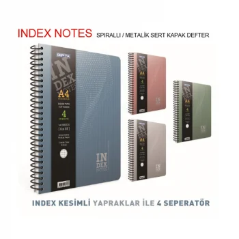 Gıpta Index Notes 19x26 Spiralli Sert Kapak Defter 140 Yaprak Kareli 4624