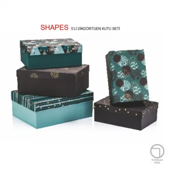 Gıpta Shapes Dikdörtgen 5li Hediye Kutusu Set  Bx17810-2161