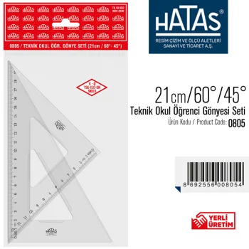 Hatas Gönye 21 Cm 60-45 Derece Teknik Okul Set 0805