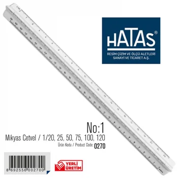 Hatas Mikyas Cetvel 1/20,25,50,75,100,125 Code: 0270