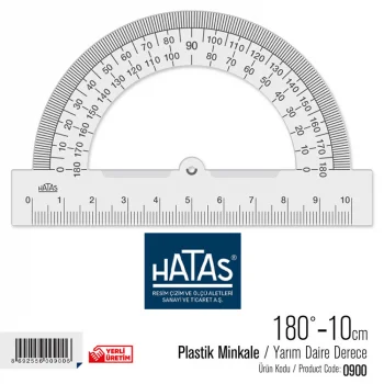 Hatas Minkale Plastik Yarım Daire 180 Derece 10 Cm Çap 0900