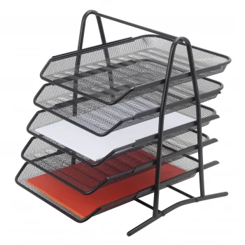 İnox 0614 Ofis Metal Fileli Evrak Rafı 5li Gümüş