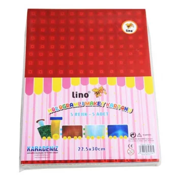 Lino Maket Kartonu 22.5*30 Hologramlı 5 Renk 5li 2929j-h