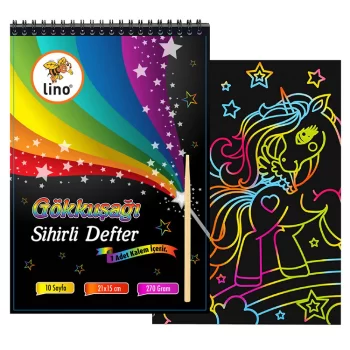 Lino Sihirli Defter A5 10 Yaprak Gökkuşağı Kazıma Kod:2741j