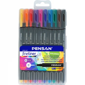 Pensan Fineliner Kalem 10lu Plastik Kutu Pe-6500hpfl10