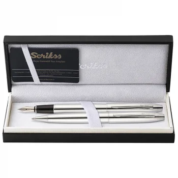 Scrikss Dolma + Tükenmez Kalem 35 İkili Set Krom