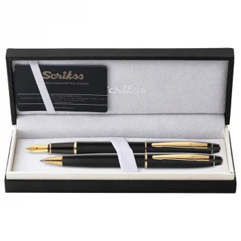 Scrikss Dolma + Tükenmez Kalem 35 İkili Set Mat Siyah Altın