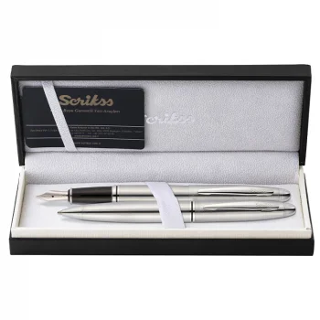 Scrikss 88 Dolma + Tükenmez Kalem İkili Set Krom