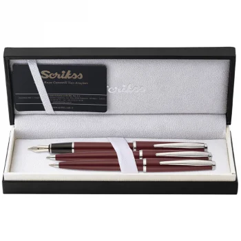 Scrikss Dolma + Tükenmez + Versatil Kalem 33 Üçlü Set Bordo