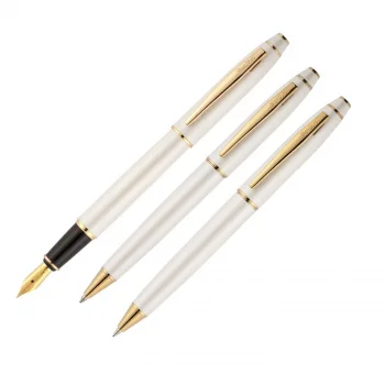 Scrikss Dolma + Tükenmez + Versatil Kalem 35 Üçlü Set Beyaz Altın