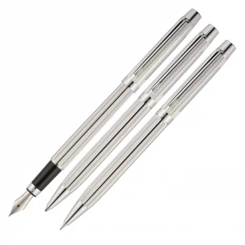 Scrikss Dolma + Tükenmez + Versatil Kalem 722w Üçlü Set Balıksırtı Krom