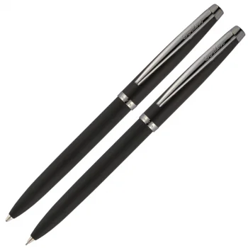 Scrikss Tükenmez Kalem 108 Prestij Versatil Kalem İkili Set Mat Siyah Kristal Kutu