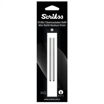 Scrikss Tükenmez Kalem Refil D1 Medium Kısa Mavi Blister 005 2li
