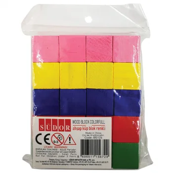 Südor Ahşap Küp Blok 20li Renkli Bs126