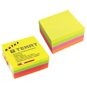 Temat Küp Not Kağıdı 75x75 Mm Fosforlu Renk 320 Sayfa 4x80 328745